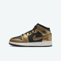 Jordan 1 Mid SE Metallic Gold Black (GS)