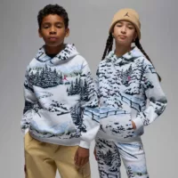 Jordan Brooklyn Fleece AllOver Snowed Mountain Print Gyerek Pulóver